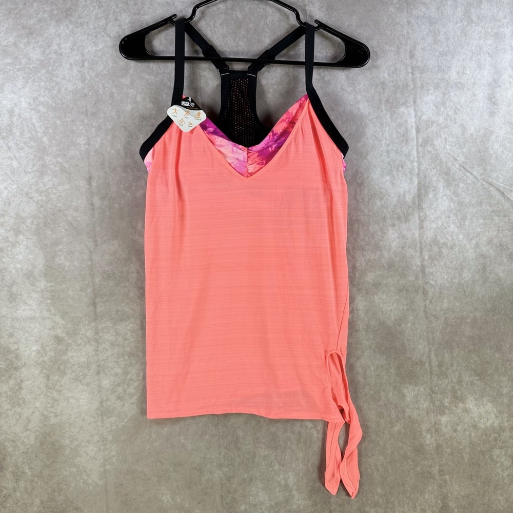NWT ZeroXposur Erupt Knot 2 in 1 Tankini Top Racerback Coral Pink Women Size XS